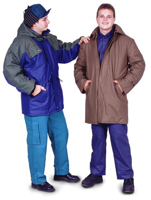 Oteplený kabát (vľavo)